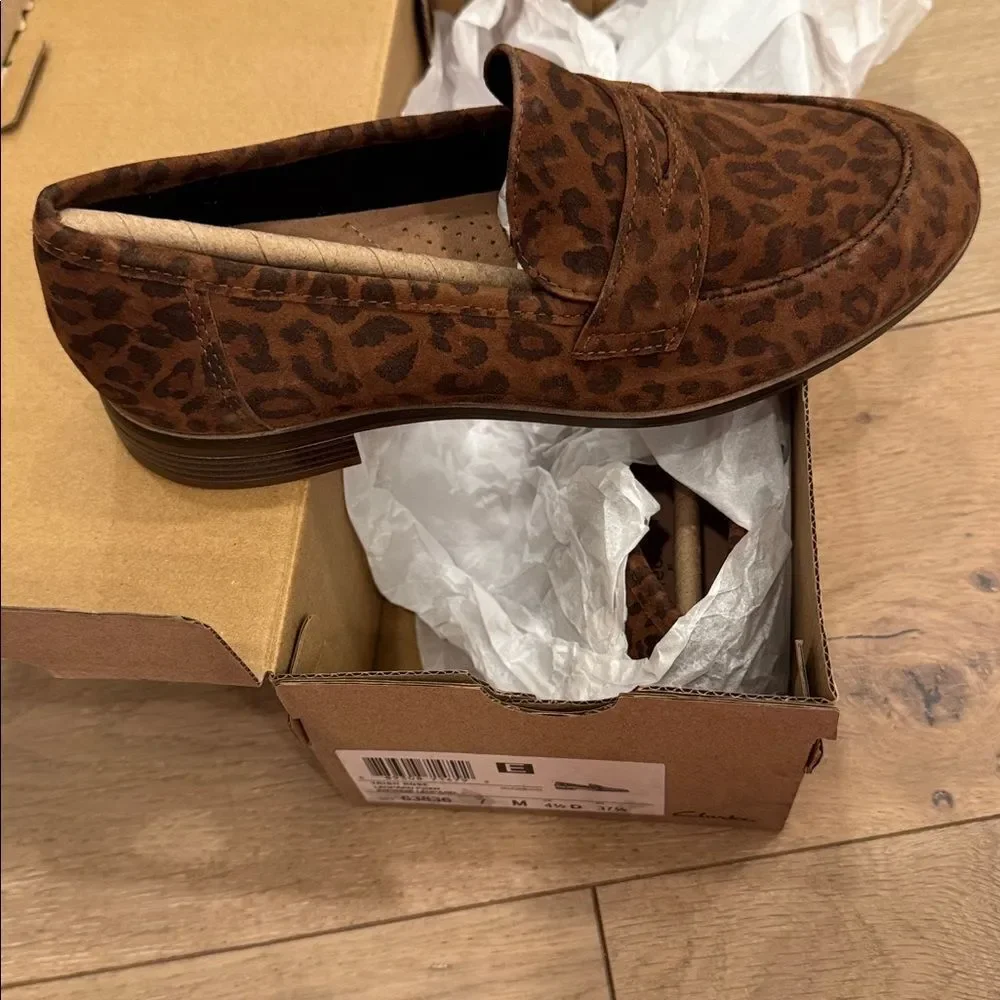 Clarks Brown Leopard Pattern Loafers